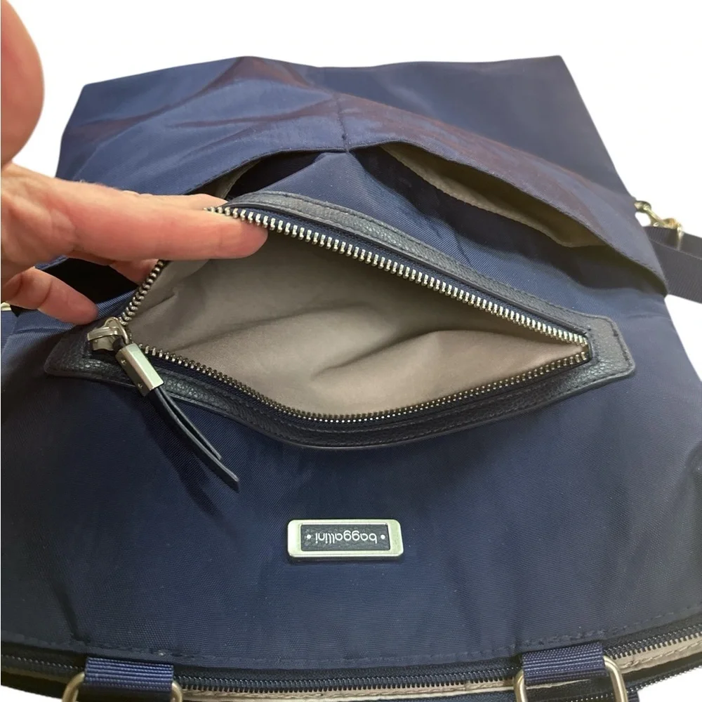 Baggallini Jessica Convertible Tote Backpack Navy Blue Anti Theft RFID Bag